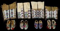 Four pairs of Sioux beaded ceremonial moccasins first half 20th century, fort yates area
