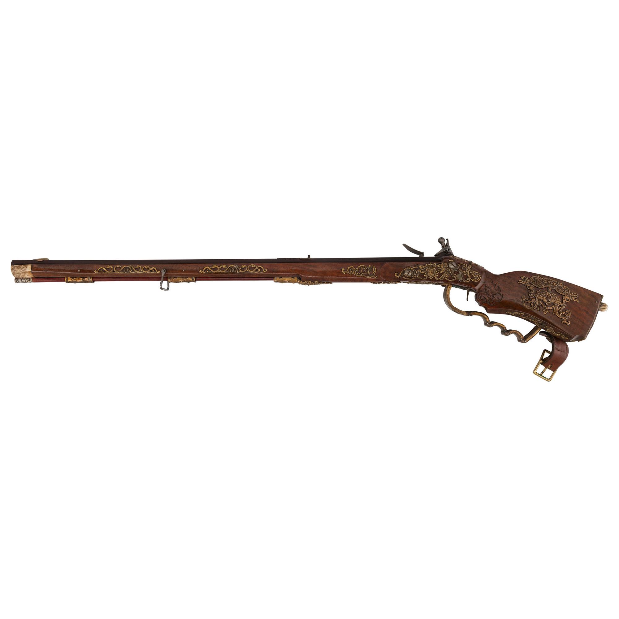 Contemporary Cheekstock Flintlock Rifle in the Style of Schertiger by John B. Derrick (American, b.1936)