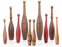 Ten Turned Wood Juggling Pins