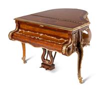 A Louis XV Style Gilt Metal Mounted Burlwood Piano
