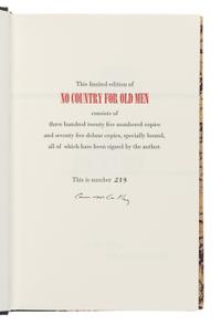 MCCARTHY, Cormac (1933-2023). No Country for Old Men . New Orleans: B.E. Trice, 2005.