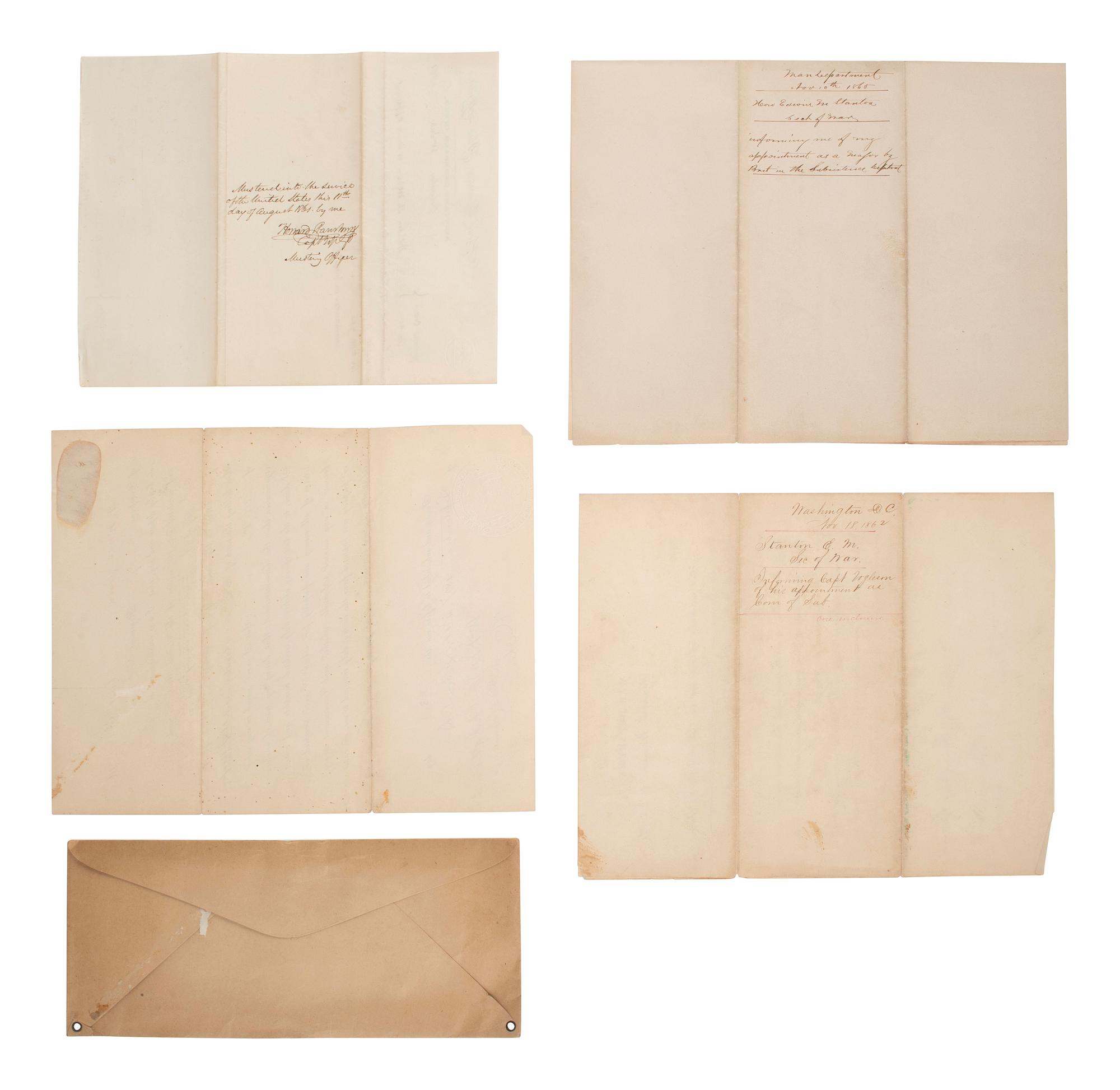 [CIVIL WAR]. Small archive associated with Lt. Col. William M. Vogelson (1831-1892), 27th Ohio Infantry and U.S. Commissary Dept., including a hand-drawn map of frontier stations and a report on "Inspection in the District of Nebraska."