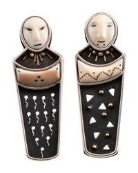 Sterling Silver Figural Post Earrings, with 14K Gold Accents