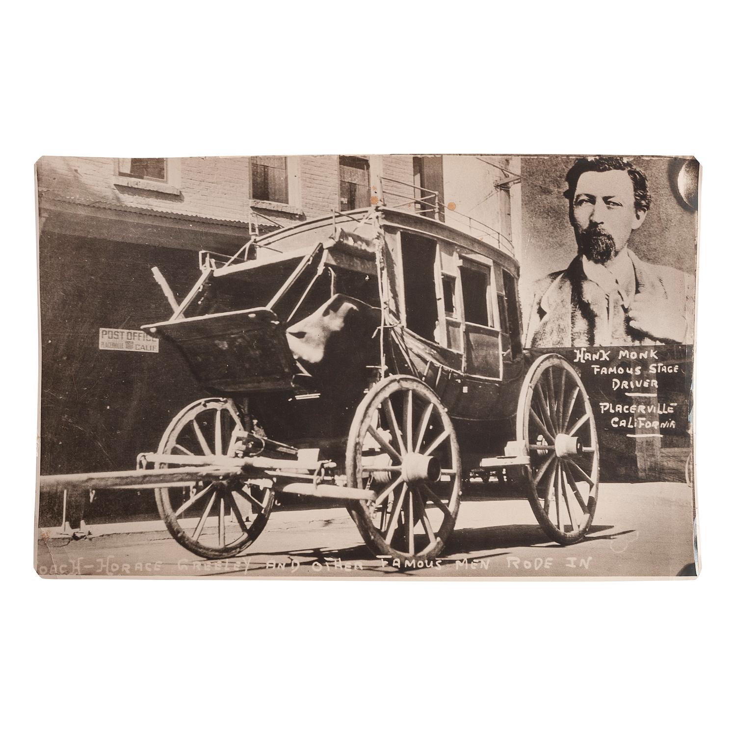 [TRANSPORTATION - STAGECOACHES]. A group of albumen and silver gelatin photographs depicting stagecoaches and wagons, comprising: