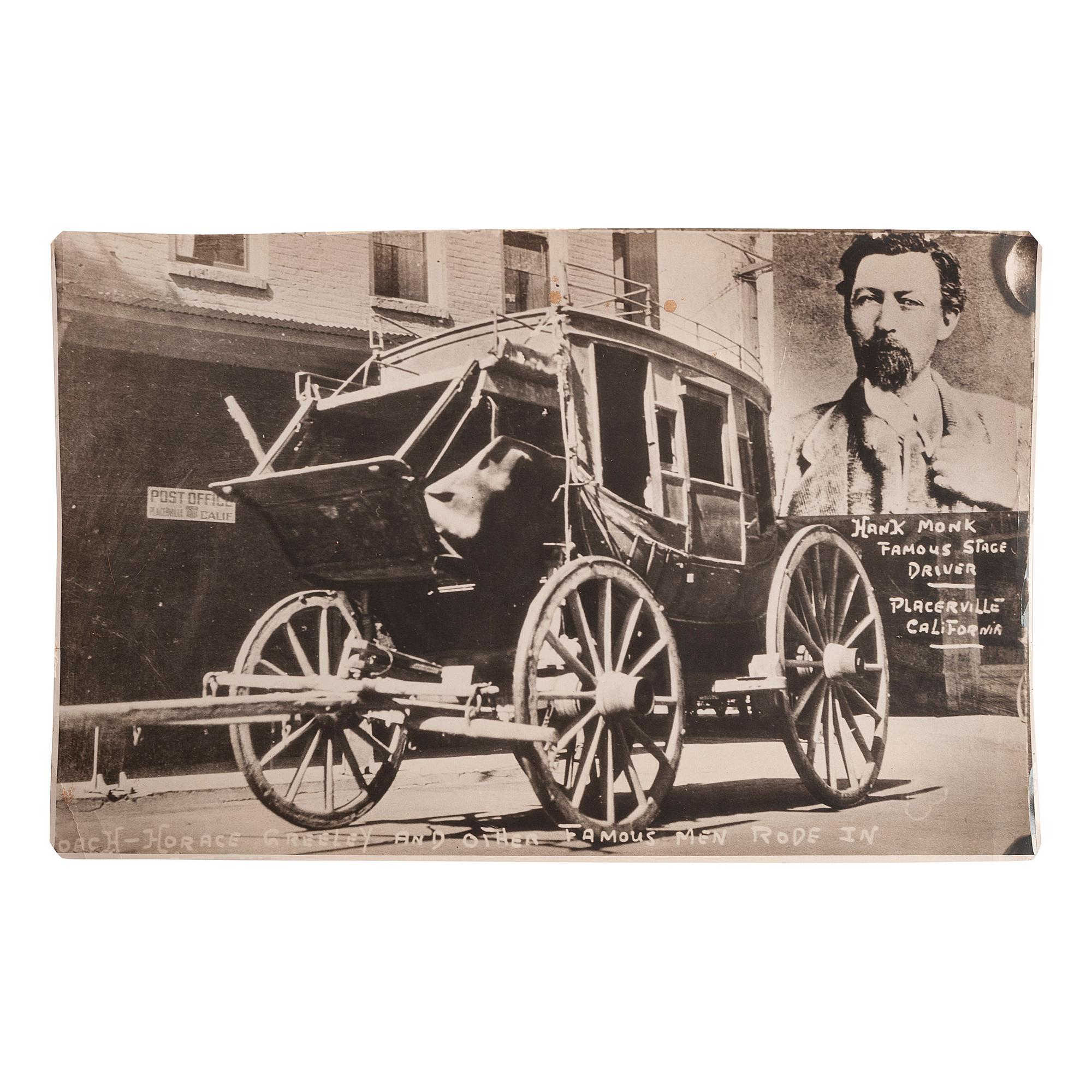[TRANSPORTATION - STAGECOACHES]. A group of albumen and silver gelatin photographs depicting stagecoaches and wagons, comprising: