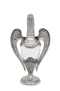 A German Silver-Mounted Glass Eagle-Form Decanter