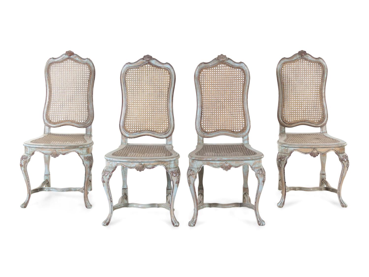 Four French Painted Side Chairs