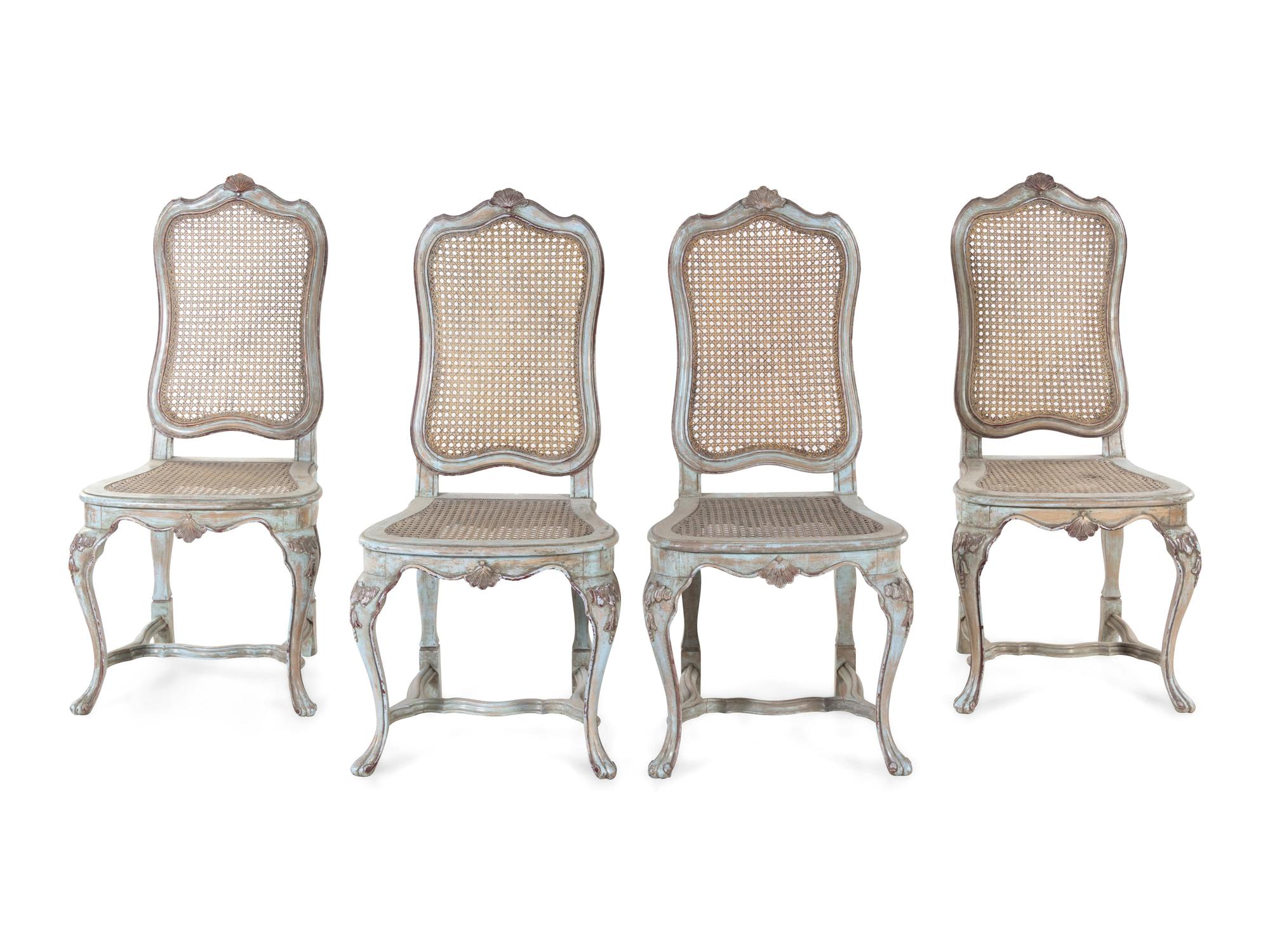 Four French Painted Side Chairs