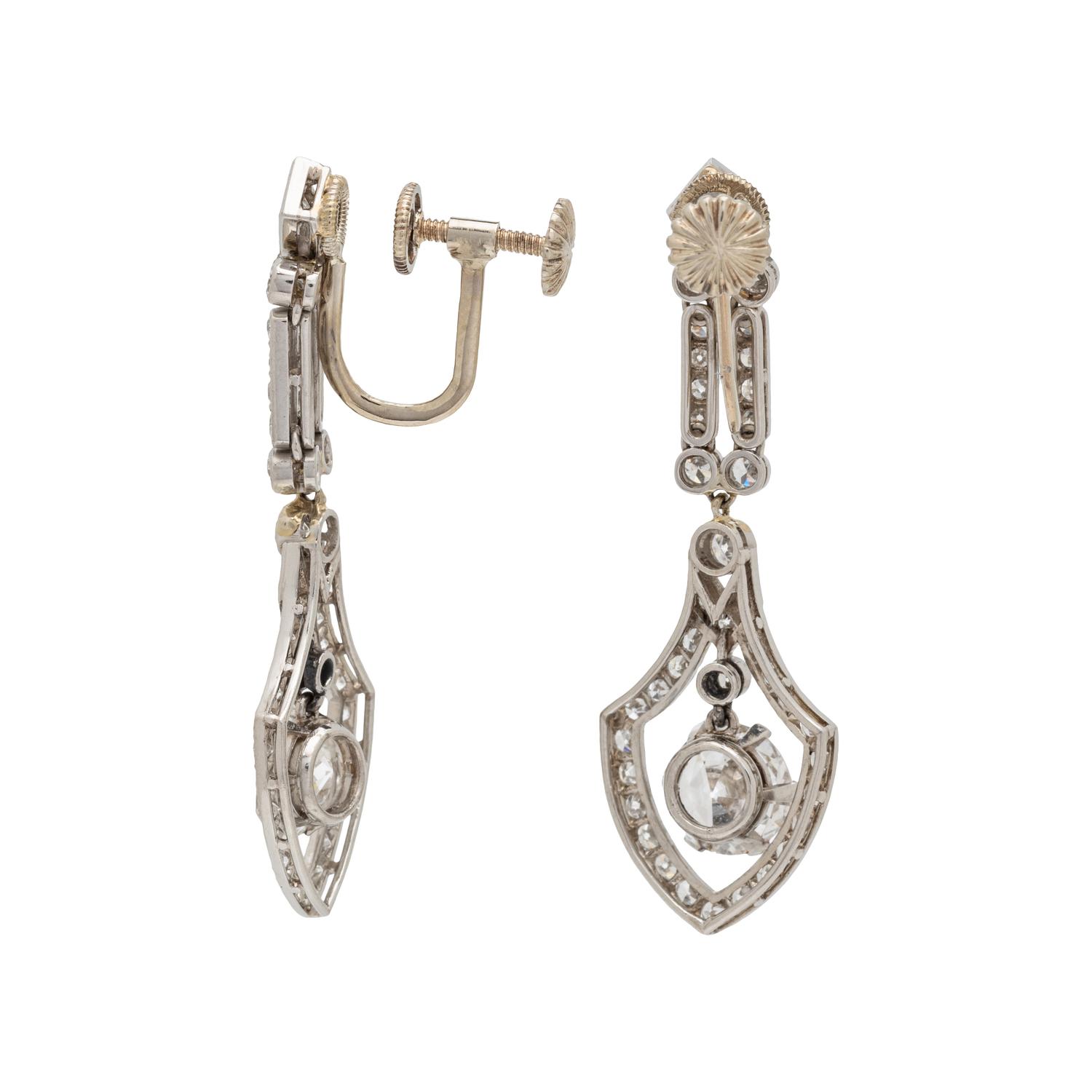 EDWARDIAN, DIAMOND PENDANT EARRINGS