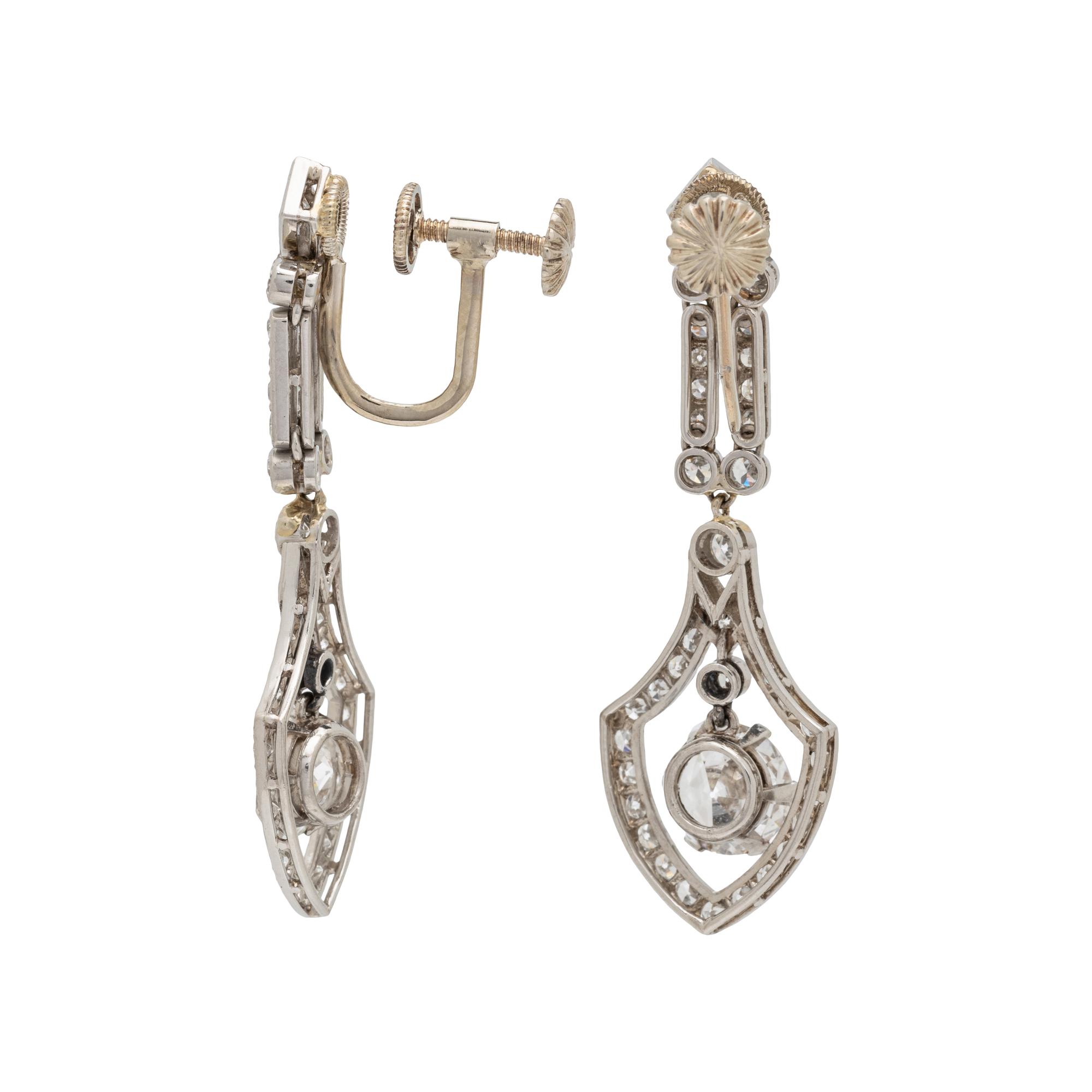 EDWARDIAN, DIAMOND PENDANT EARRINGS