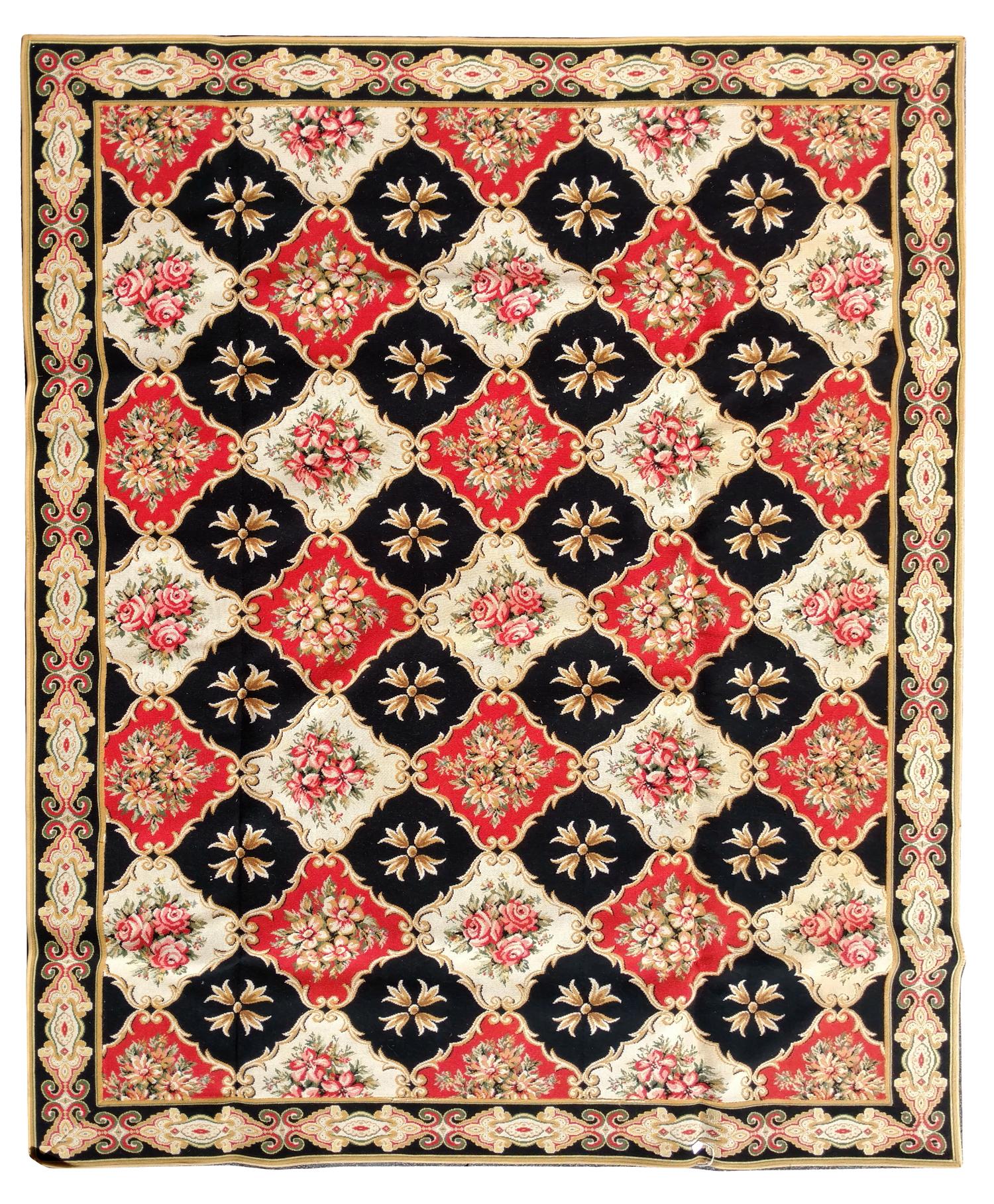 A Pair of Faux Needlepoint Rugs 12 feet 3 inches x 11 feet 3 inches.