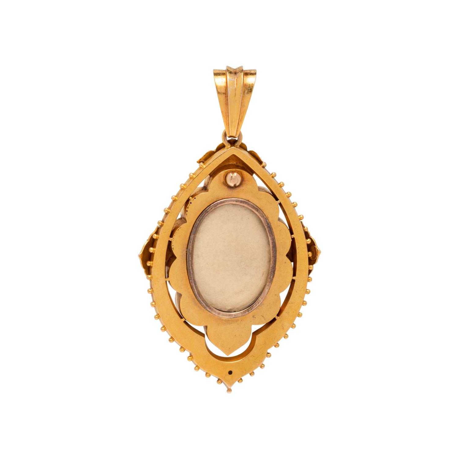 VICTORIAN, YELLOW GOLD, CORAL AND SEED PEARL PENDANT