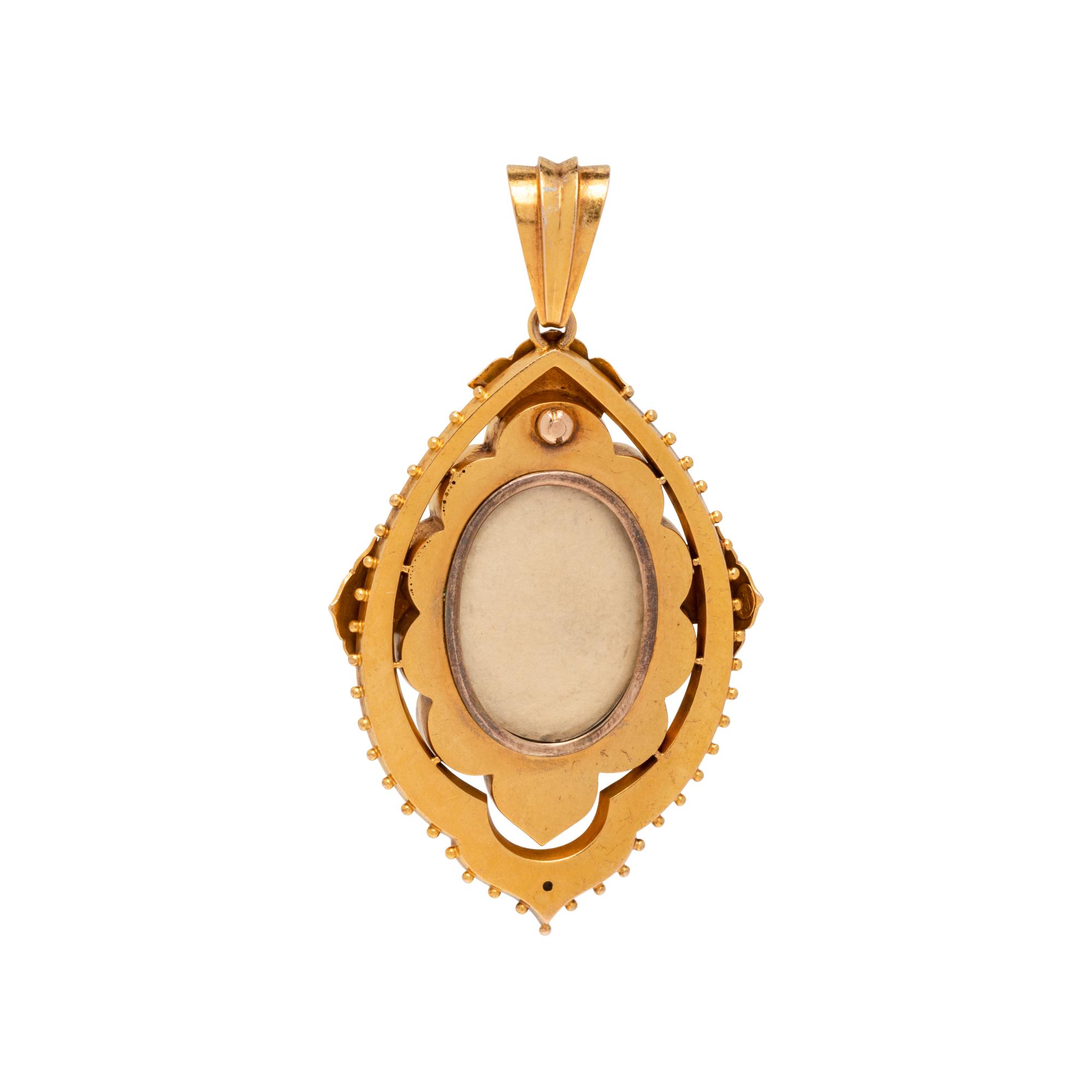 VICTORIAN, YELLOW GOLD, CORAL AND SEED PEARL PENDANT