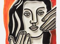 After Fernand Léger (French, 1881-1955) - Visage aux Deux Mains sur Fond Orange