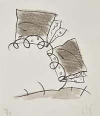 Claes Oldenburg (American, 1929-2022) — A pair of prints (The Spitzhacke, 1982, Superimposed on a Drawing of the Site by Emil Ludwig Grimm, 1822, 1982; Notebook Torn in Half , 1997)