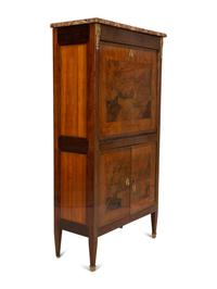 A Louis XVI Style Marquetry Marble-Top Secrétaire à Abattant