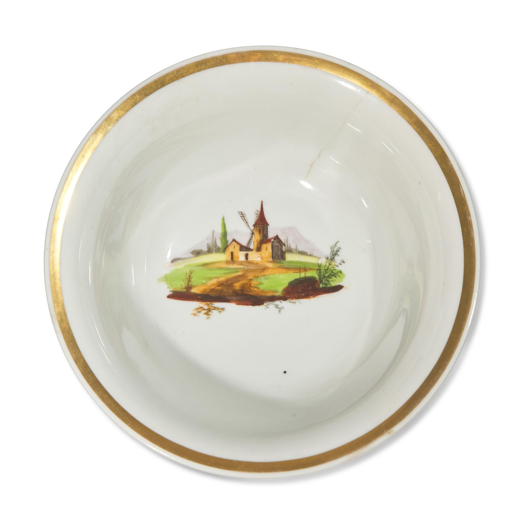 Two Classical Painted and Gilt-Decorated Porcelain Footed Bowls