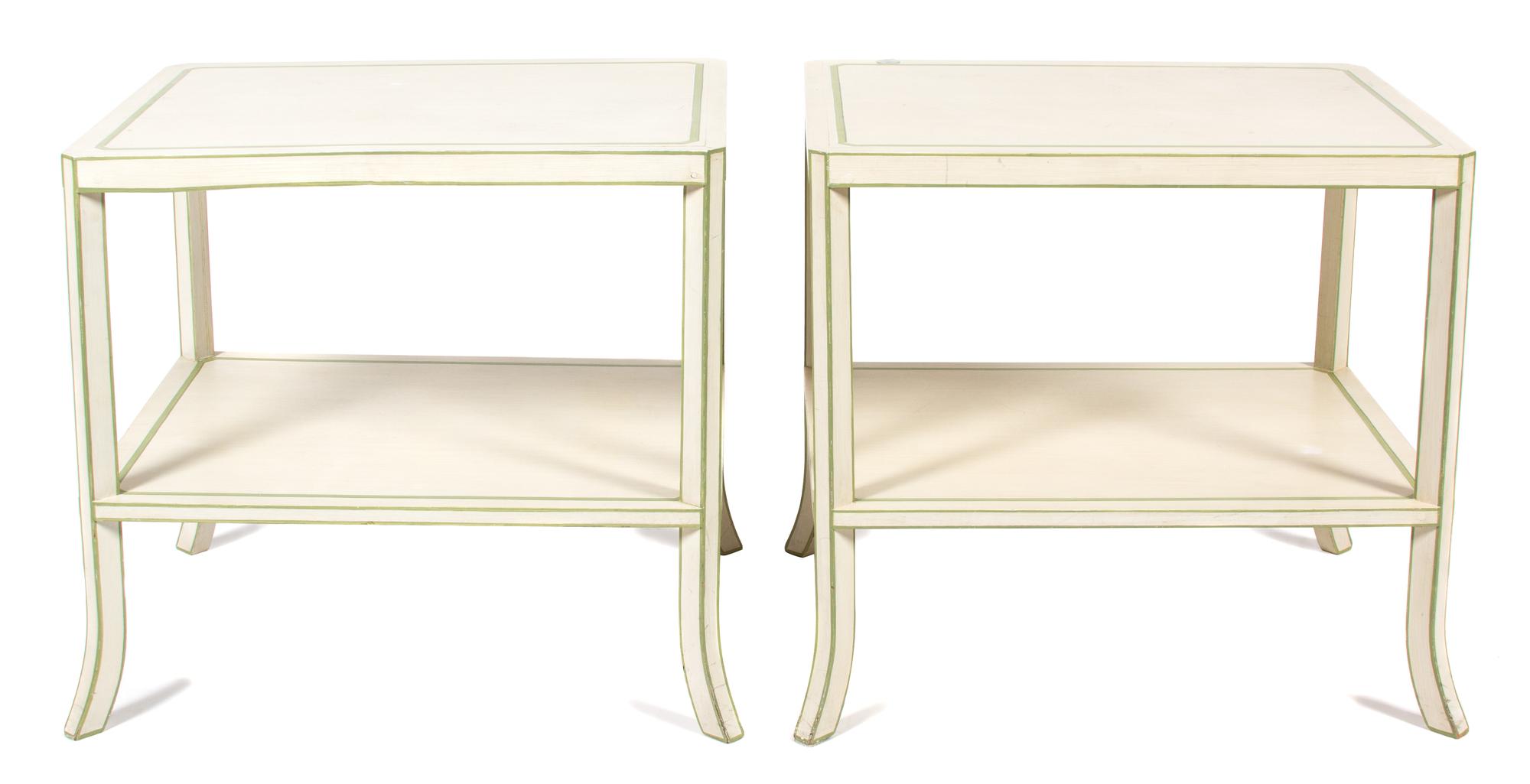 A Pair of Contemporary Painted Side Tables Height 26 x width 27 7/8 x depth 22 inches. — 20TH CENTURY