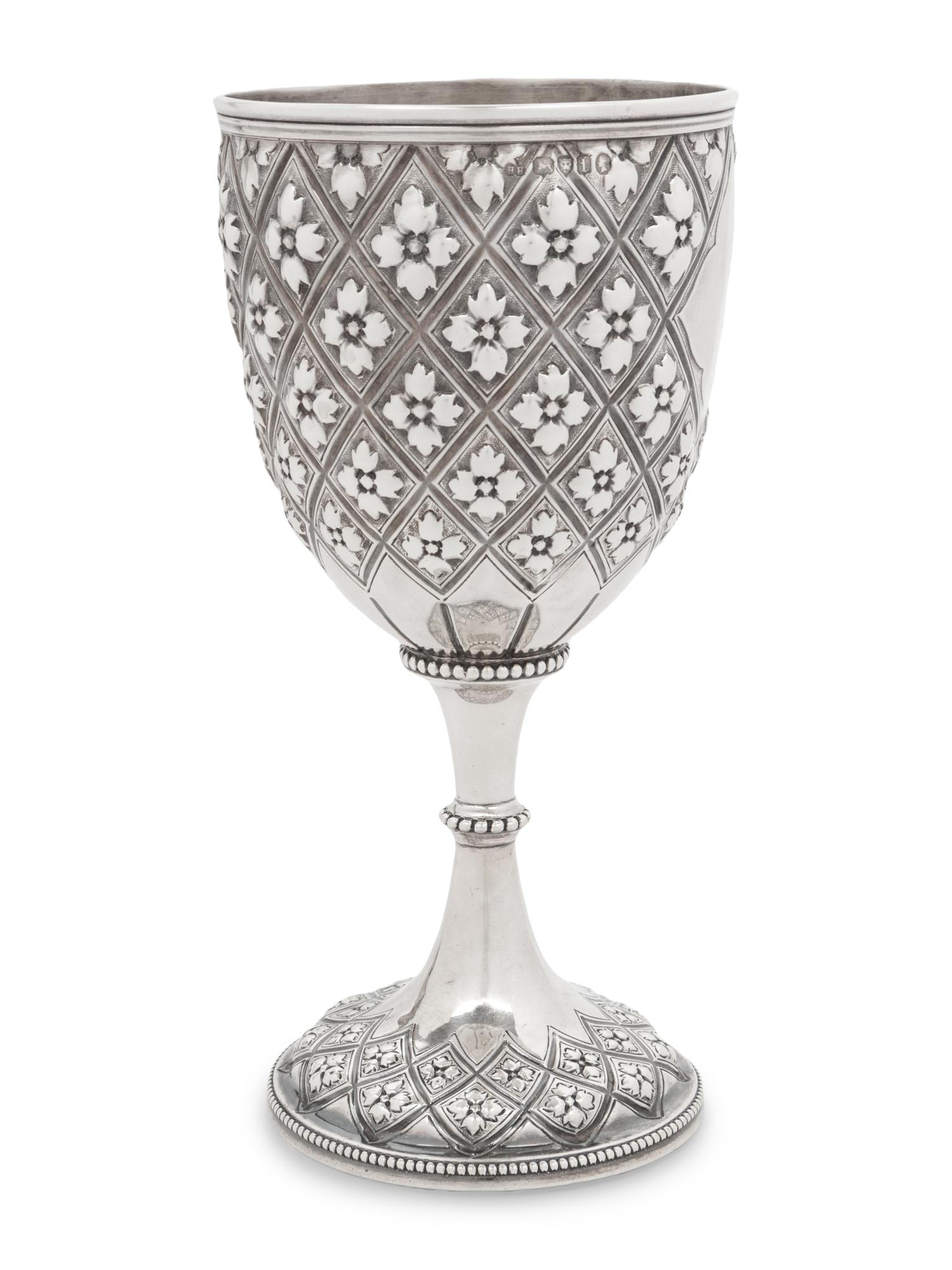 A Victorian Gothic Revival Silver Wine Goblet