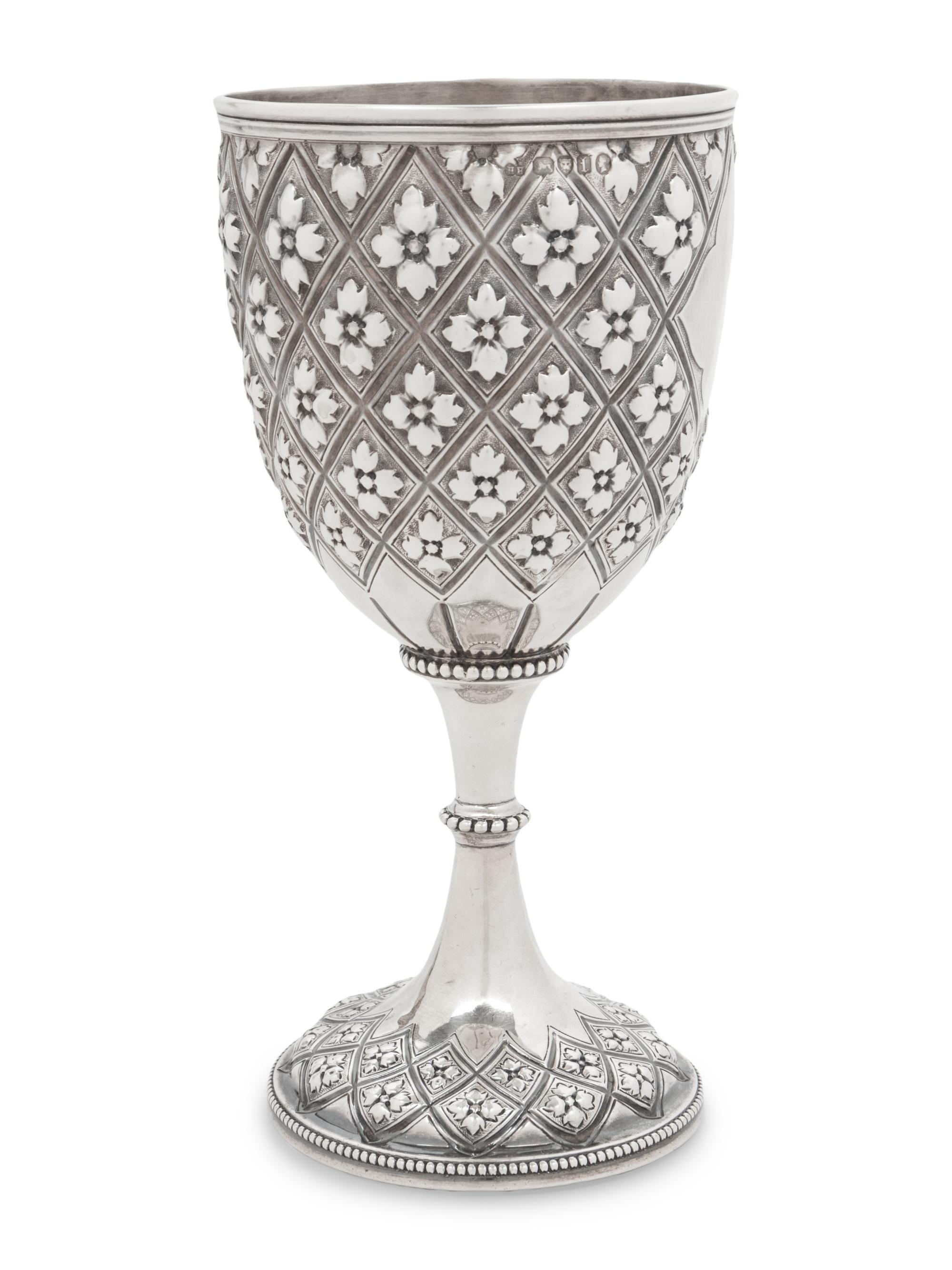 A Victorian Gothic Revival Silver Wine Goblet