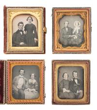 [EARLY PHOTOGRAPHY]. 16 sixth plate daguerreotype portraits of affectionately posed couples.