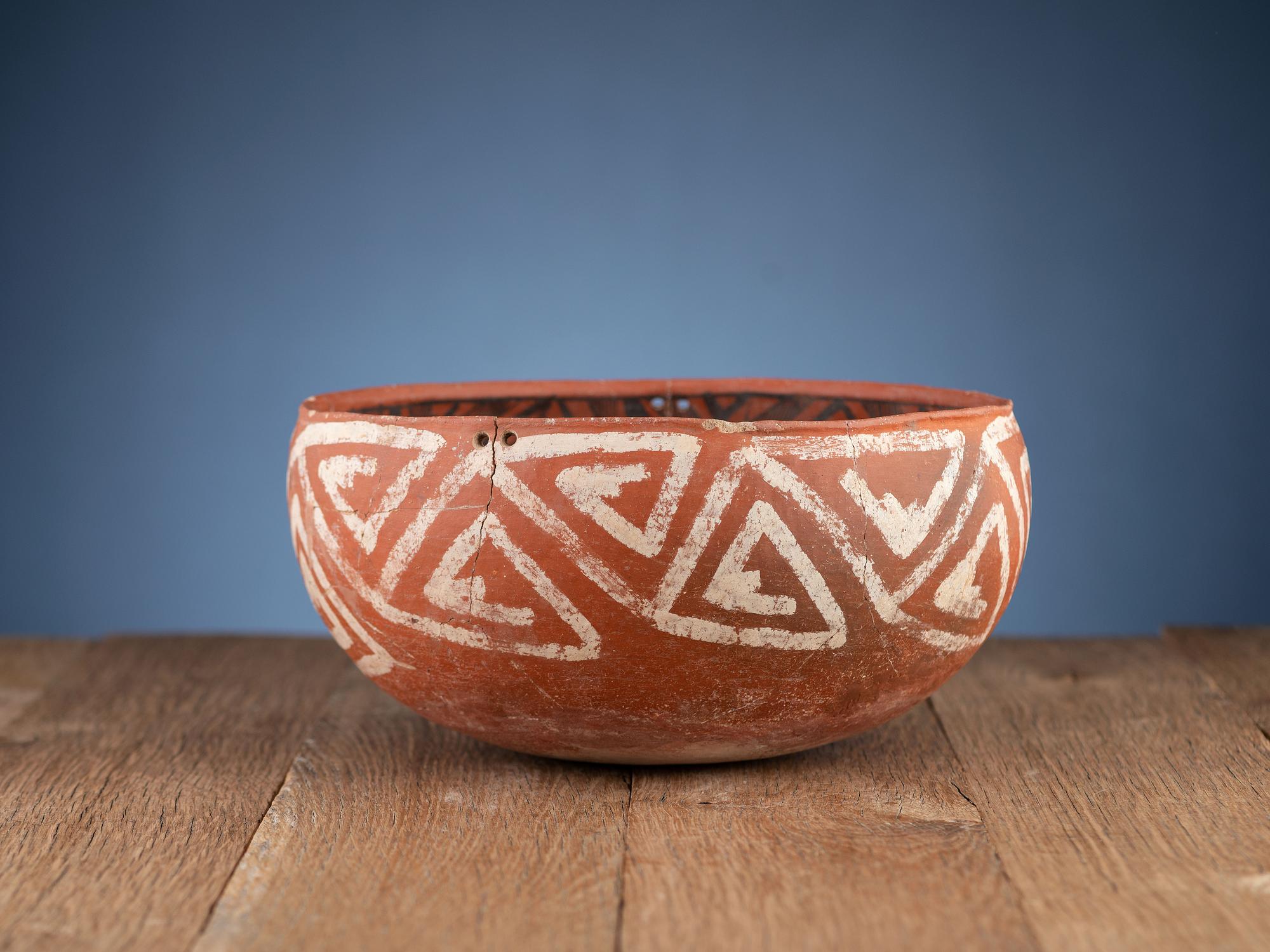 Pinedale Black-on-Red and St. Johns Polychrome Pottery Bowls