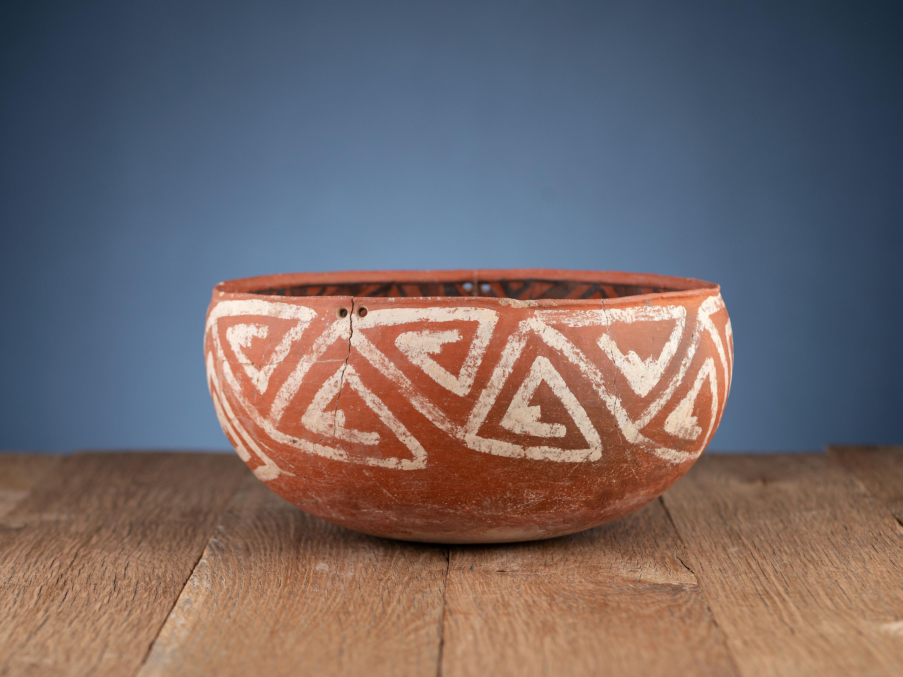 Pinedale Black-on-Red and St. Johns Polychrome Pottery Bowls