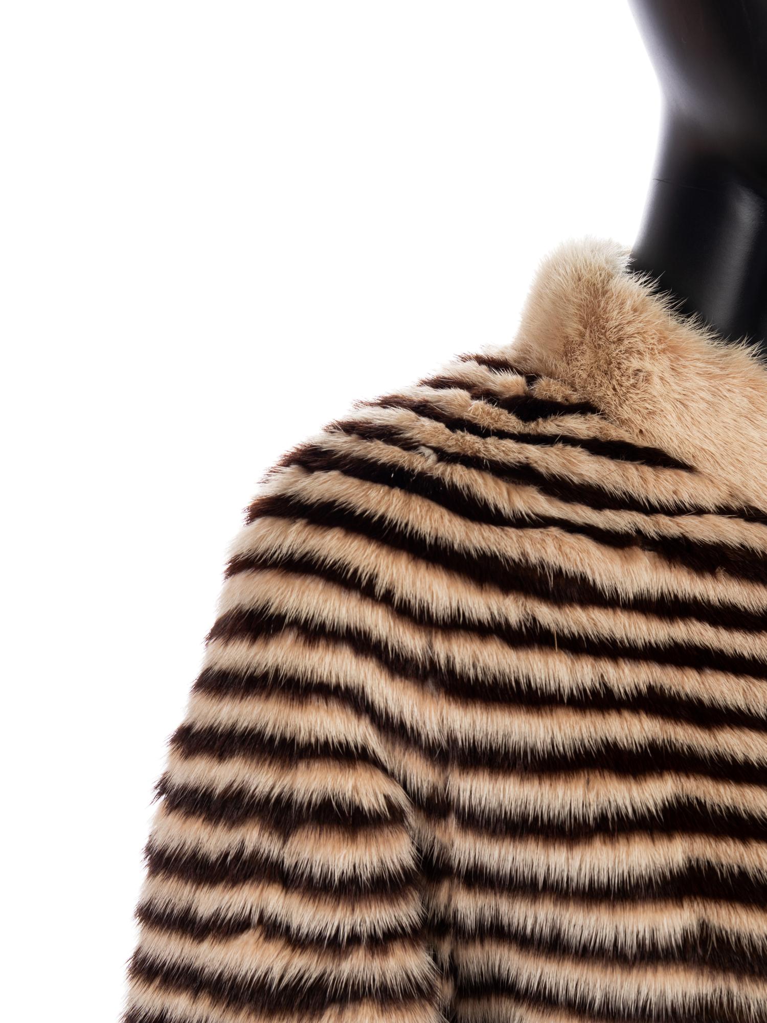 Vintage Striped Mink Coat, 1970-90s
