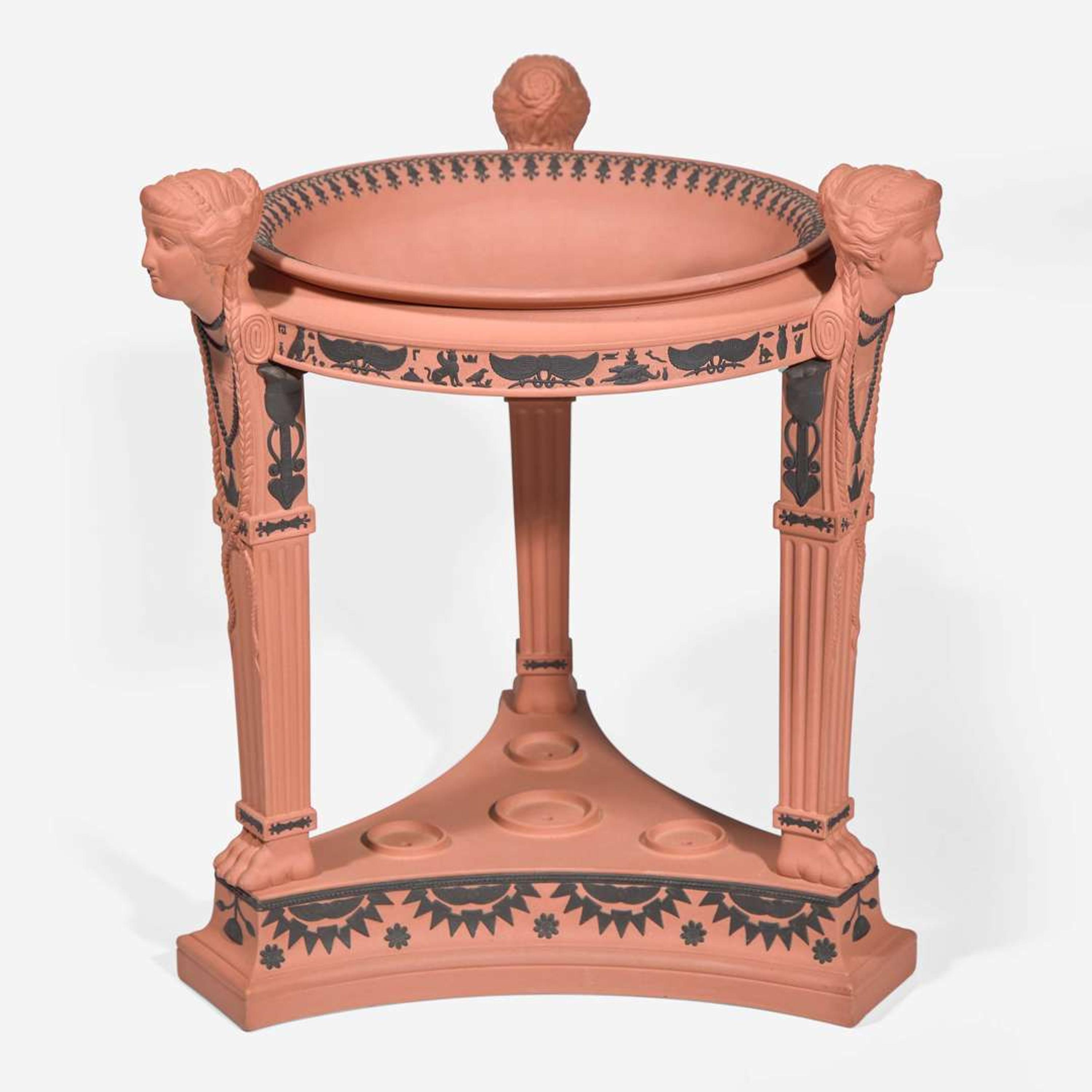 A Monumental Wedgwood Terracotta and Black Jasperware Egyptian Revival Perfume Burner UK, early 21st century
