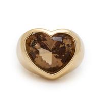Smoky Quartz and Yellow Gold Heart Ring