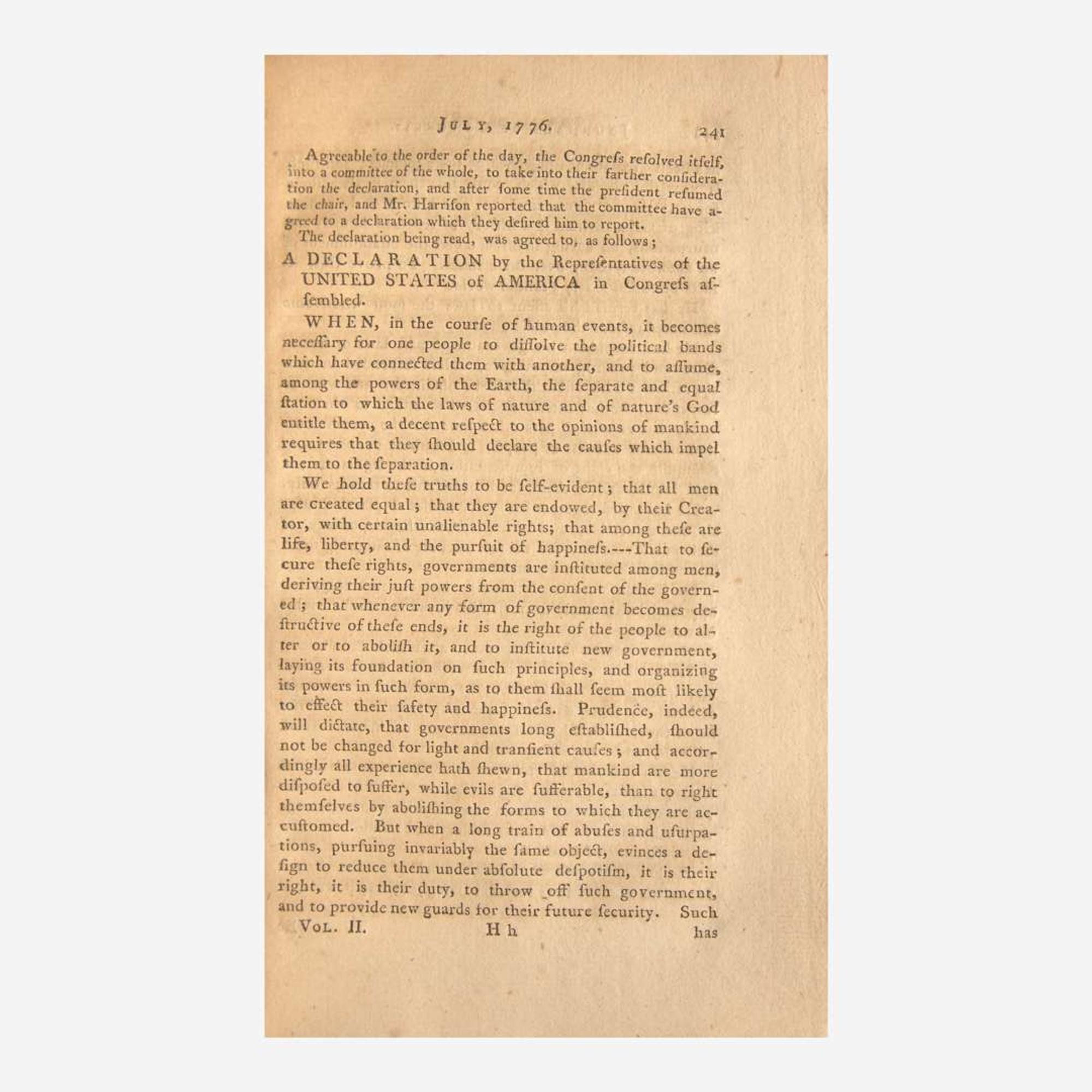 [Americana] [Declaration of Independence] Journals of Congress. Containing the Proceedings From January 1, 1776, to January 1, 1777