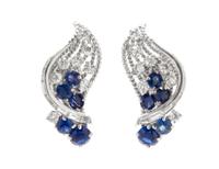 A Pair of Platinum, Sapphire and Diamond Earclips, David Webb, Circa 1950, 9.60 dwts.