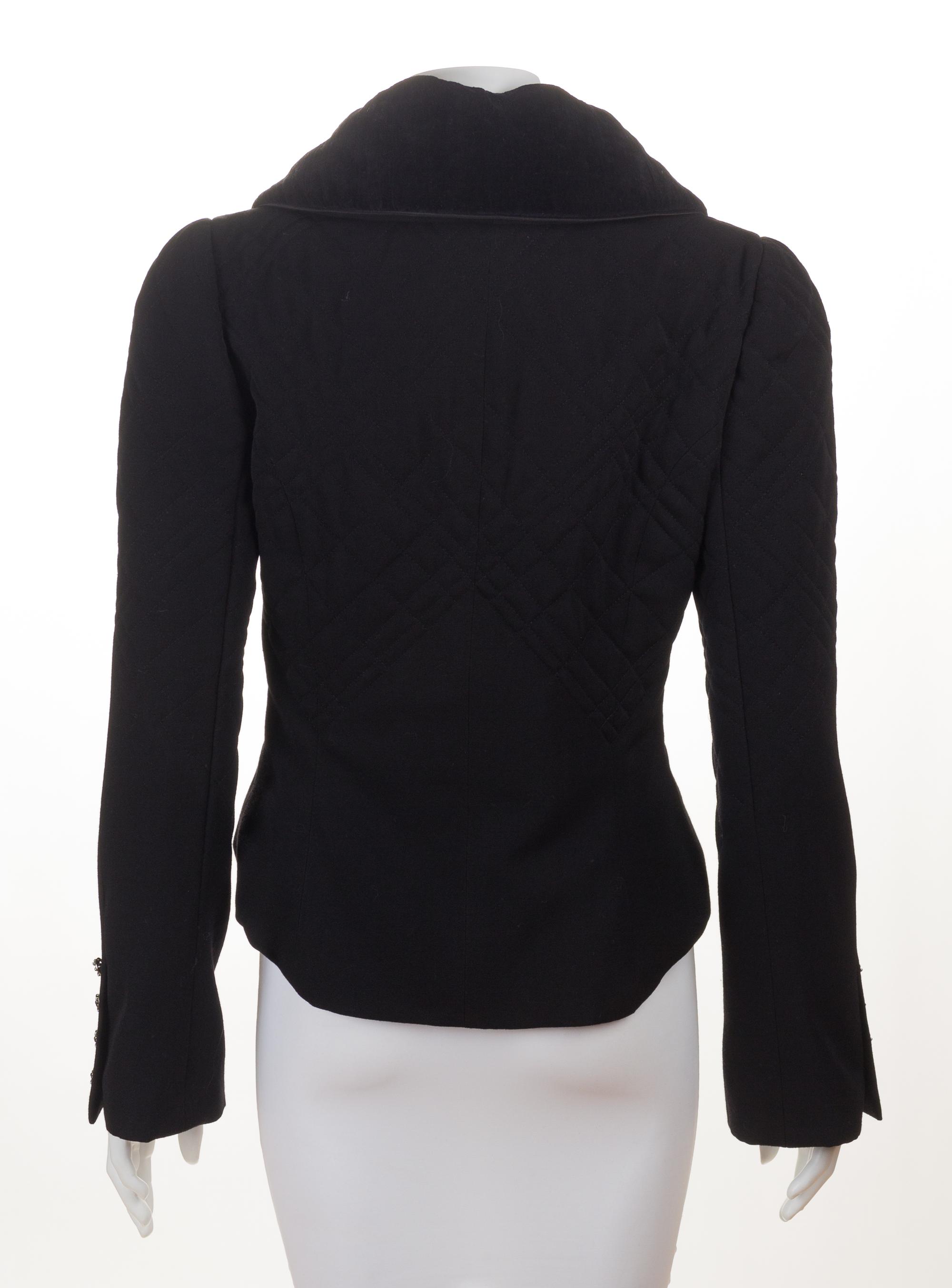 A Chanel Black Wool Tuxedo Jacket, Size 42.