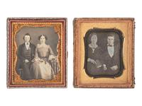 [EARLY PHOTOGRAPHY]. 10 sixth plate daguerreotypes featuring groups of people posed with books and cased images.
