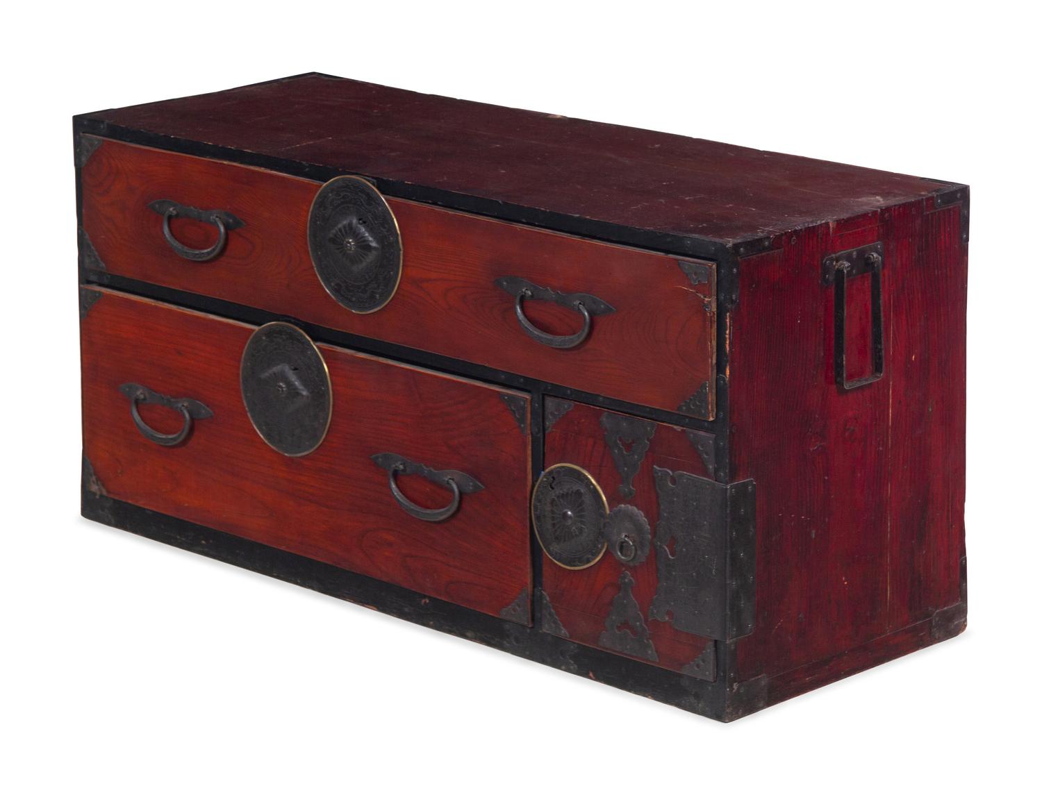 An Iron Mounted Softwood Tansu Chest