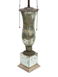 A Pair of French Urn-Form Verre Eglomise Table Lamps