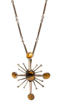 A Silver and Tiger's Eye Cross Pendant, Antonio Pineda, 30.80 dwts.