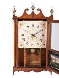 A Federal Pillar and Scroll Mahogany Mantel Clock