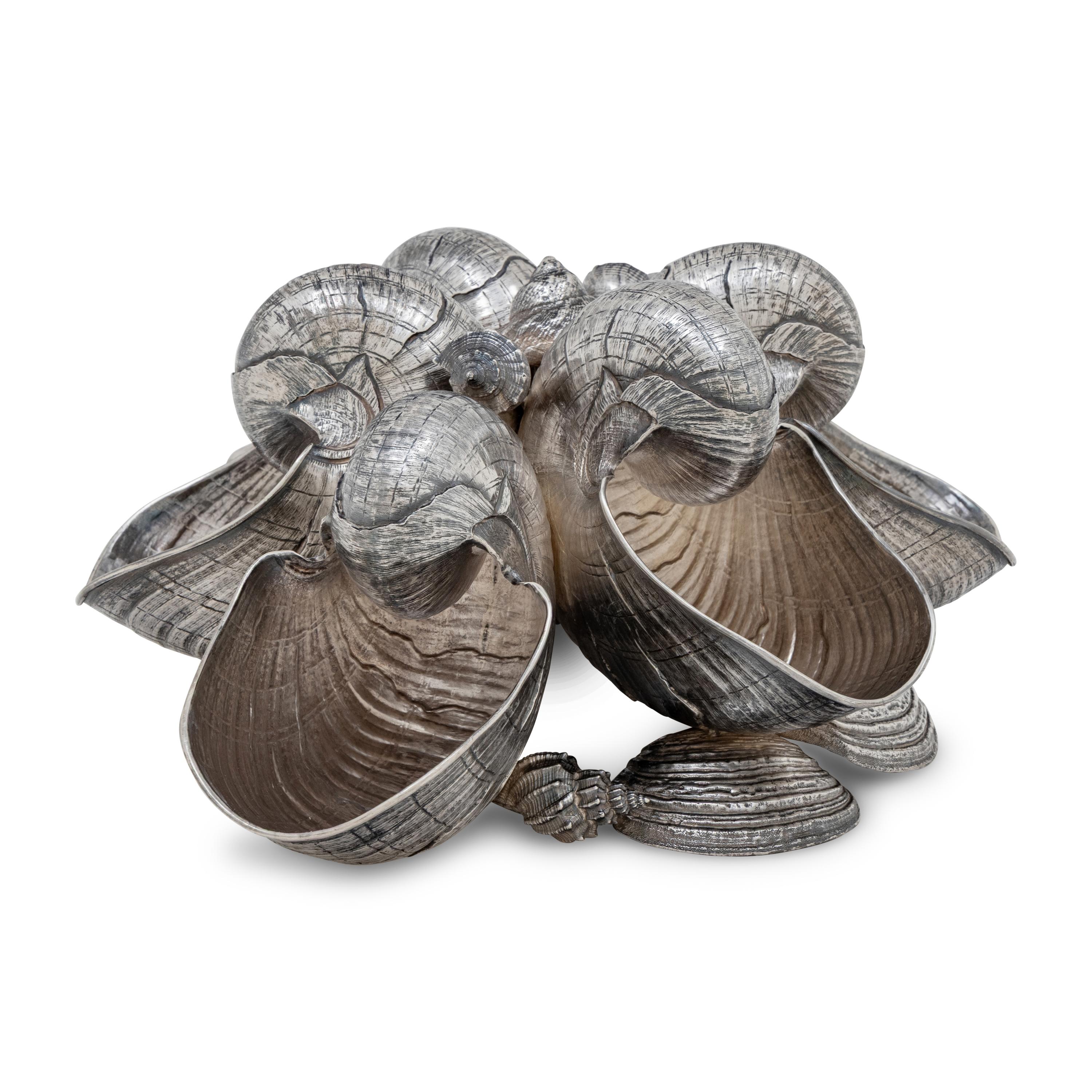 A Buccellati Silver Nautilus Shell Centerpiece