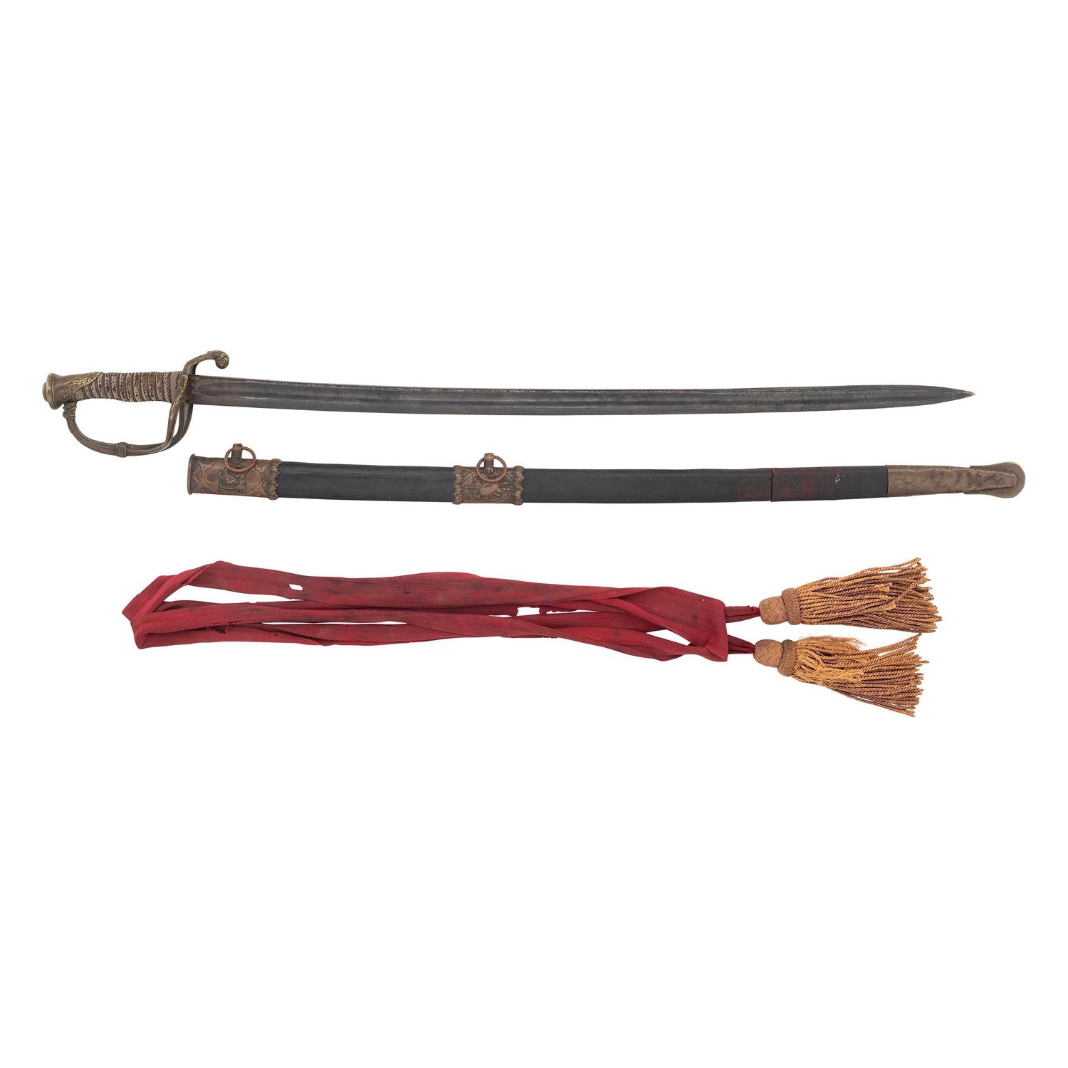Import Foot Officers Sword with Scabbard Inscribed to Capt. S.E. Thomason - 176th NY Vols., then Captured and Descended in a Texas Confederate Family