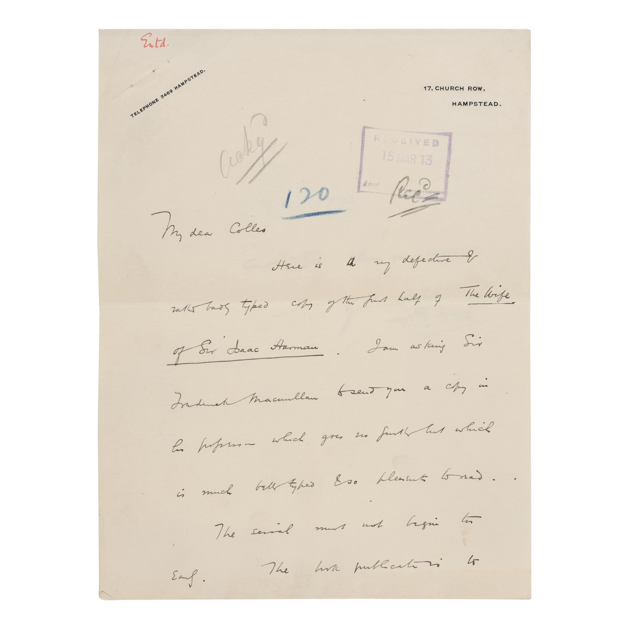 [Literature] Wells, H.G. Autograph letter, signed