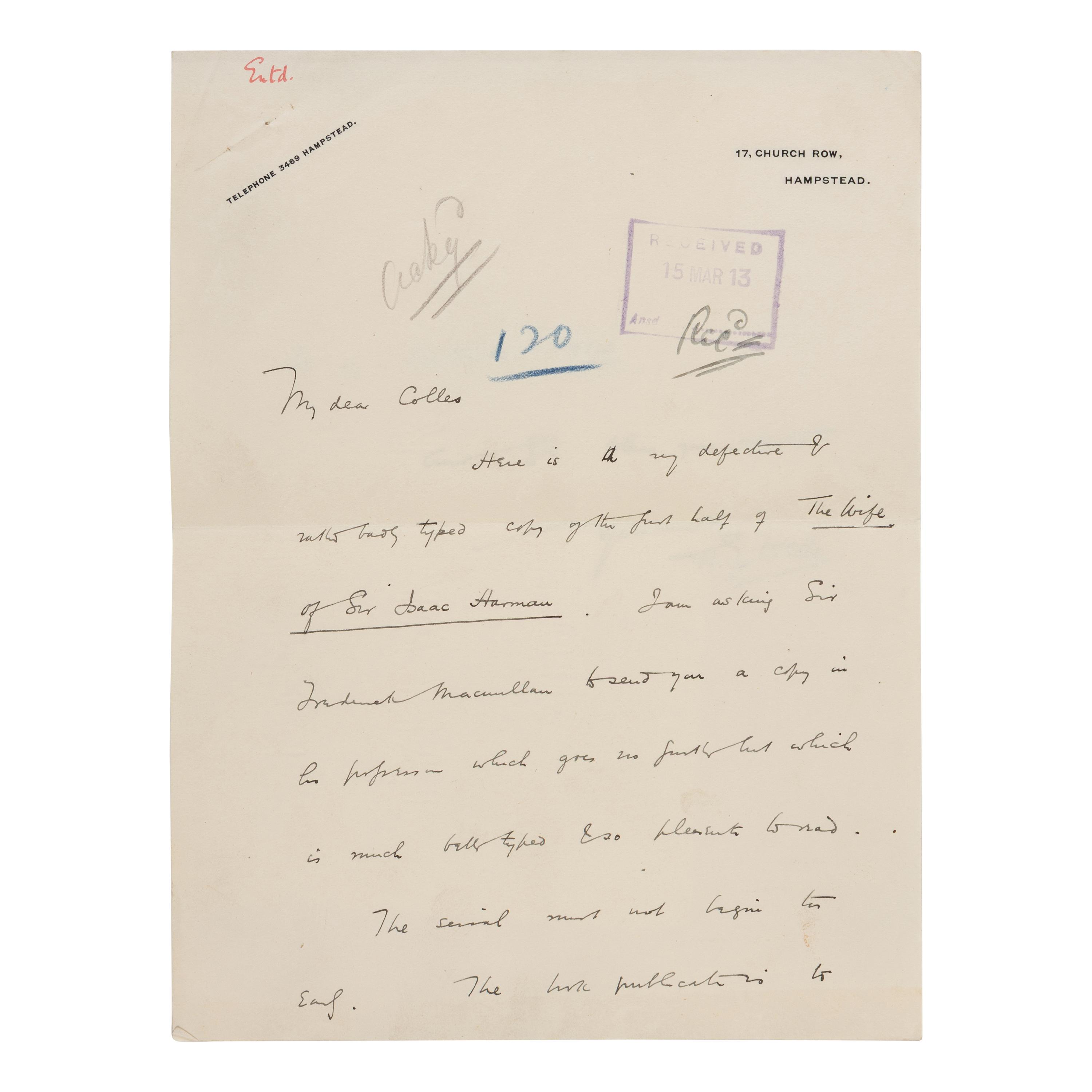 [Literature] Wells, H.G. Autograph letter, signed