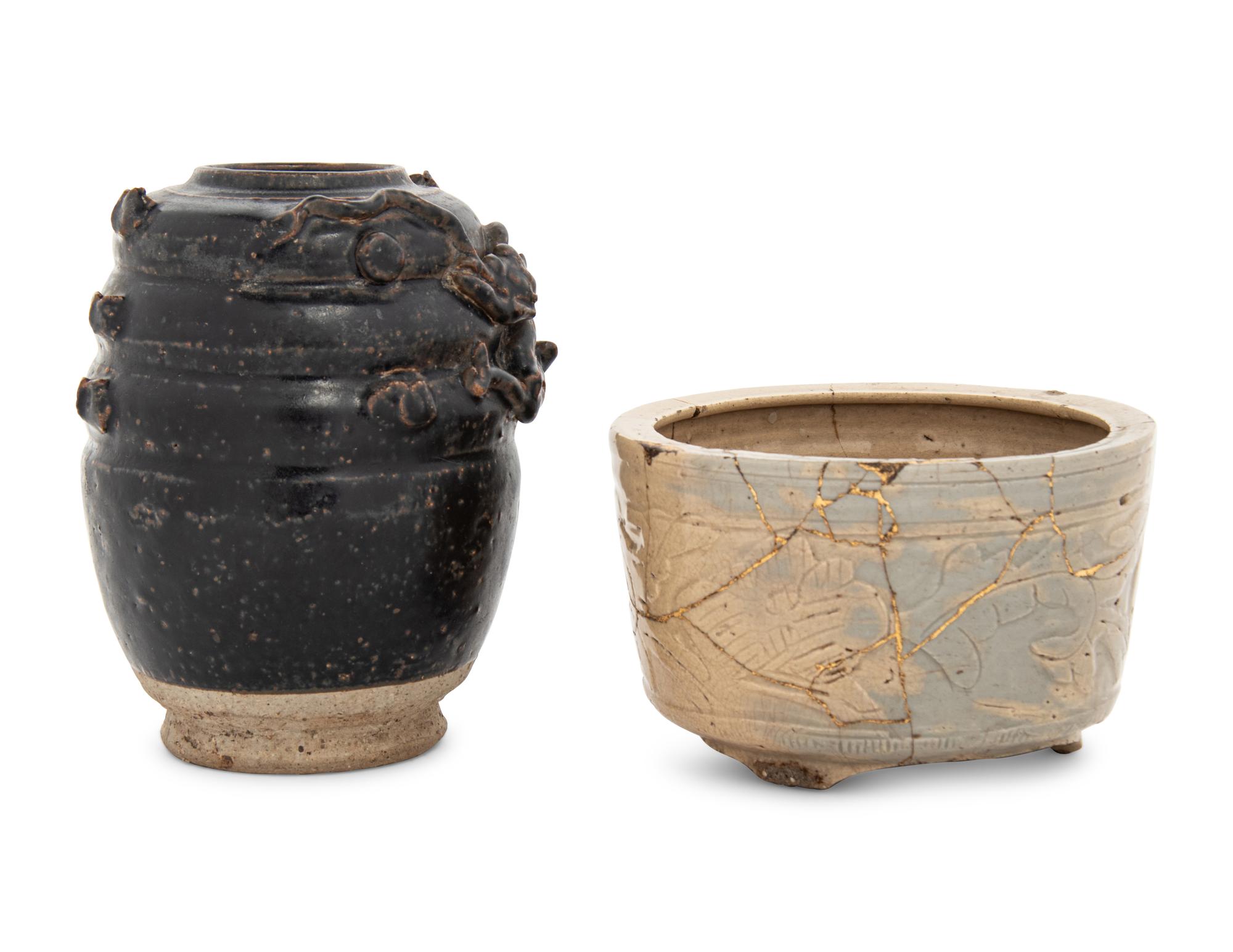 Two Chinese Glazed Stoneware Vessels