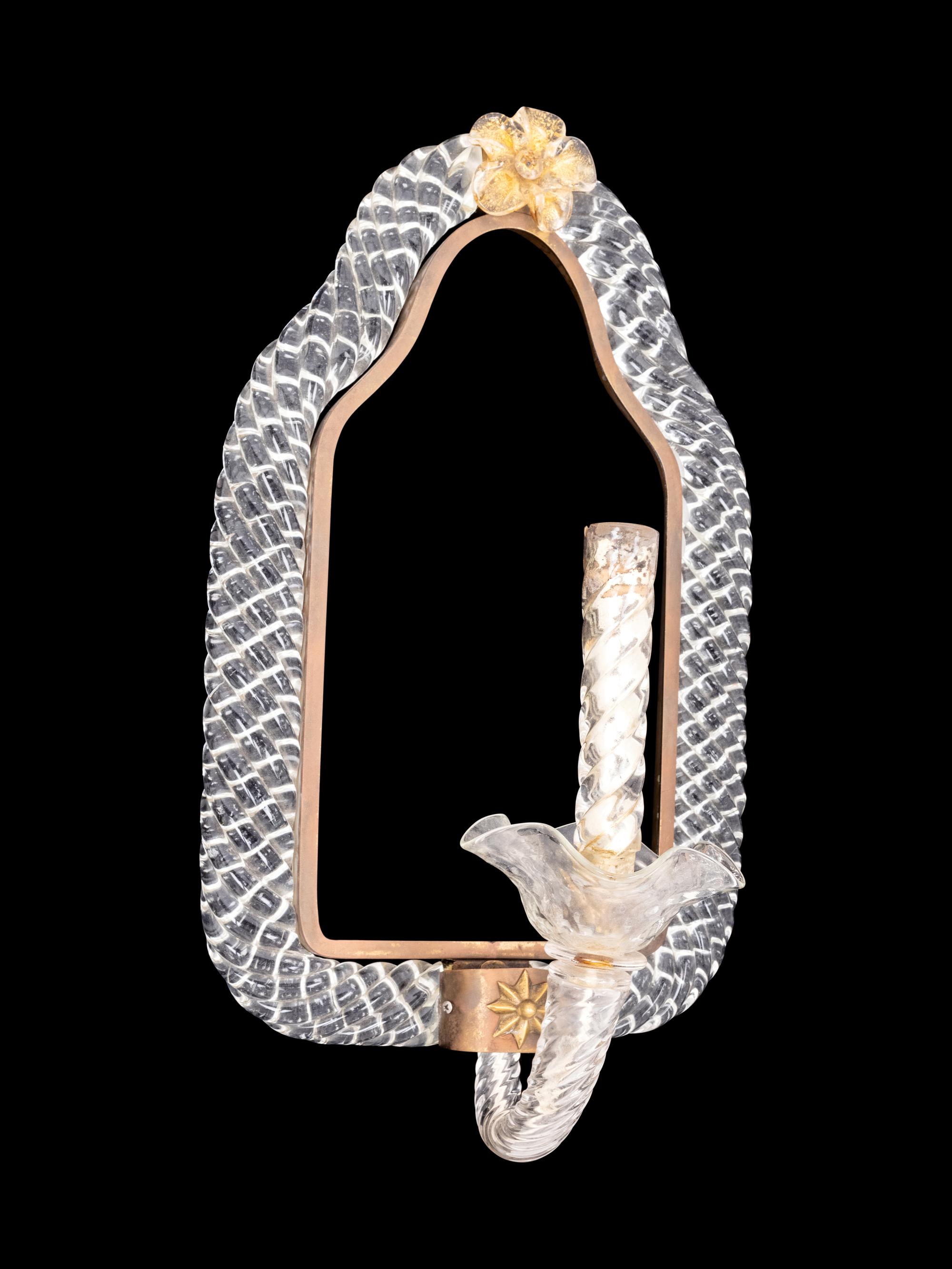 A Pair of Venetian Glass Girandole Mirrors