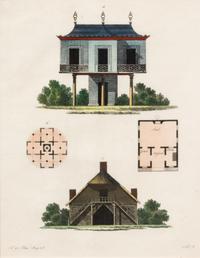 A Collection of Gilt Framed Hand Colored Engravings of Follies Framed size 12 3/8 x 15 3/8 inches. — 19TH CENTURY