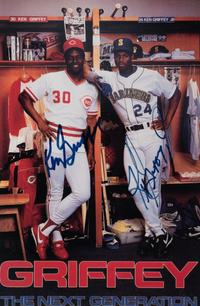 A Ken Griffey Jr. and Ken Griffey Sr. Signed Autograph Griffey The Next Generation Photograph With Period Signatures (Beckett Authentication Services Letter BAS Certified),