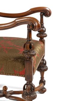 A Pair of William and Mary Style Walnut Armchairs