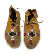 Cheyenne Child's Beaded Hide Moccasins