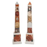 A Pair of Large Grand Tour Style Specimen Marble Obelisks