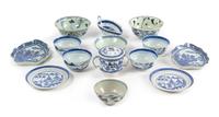 Fourteen Chinese Export Blue and White Porcelian Articles Length of the largest 7 3/4 inches. — 19TH CENTURY